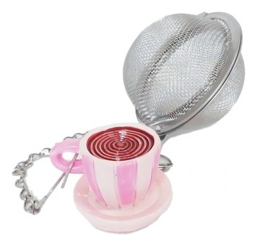 Infusor De Te En Acero Con Accesorio En Poliresina Color Taza Rosa