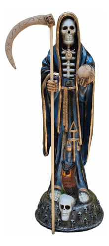 Figura Santa Muerte Azul 1 Metro De Altura Ritualizada Resin