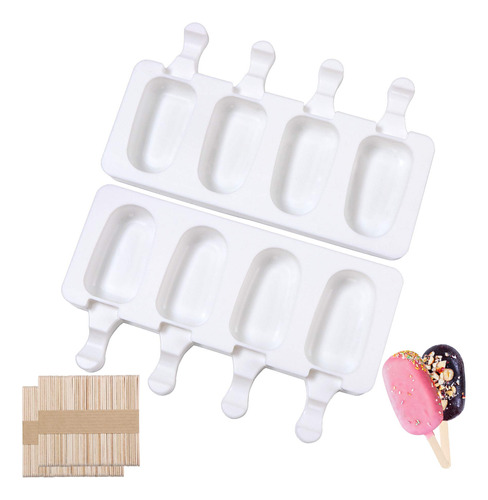 2 Mold Silicona Para Paleta Hielo 4 Cavidad Hecha Casa