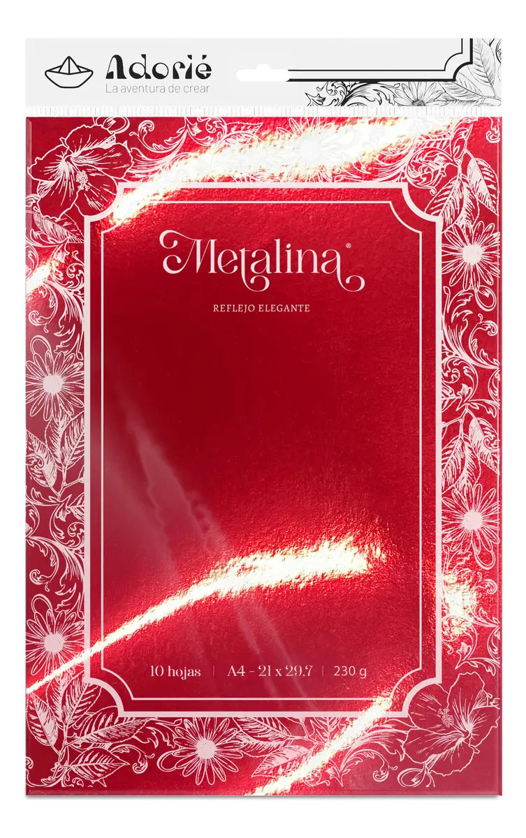 Metalina By Adorié 230g X 50 Hojas Color Rojo Navidad
