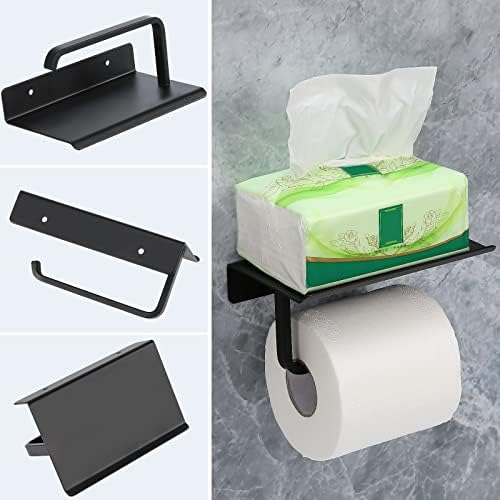 Juego De 4 Estantes De Baño Negro Mate Con Barra De Toalla D