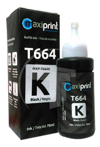 Imagen 1 de 3 de Tinta Epson Genérica T664 L200 L210 Negro Maxiprint