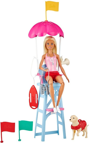 Barbie Rubia Juego Salvavidas Con Cachorro Y Accesorios