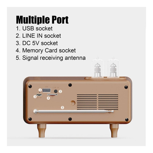 M Bocina Bluetooth Retro Tarjeta De Memoria Estéreo U Disk