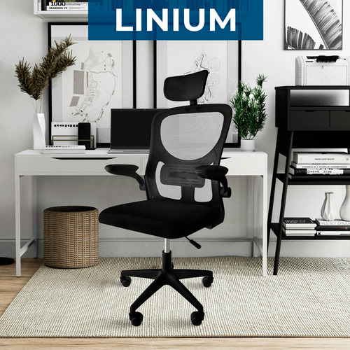 Silla Oficina Escritorio Linium Ergo Premium Ejecutiva 4 Pcs Color Negro Material Del Tapizado Malla