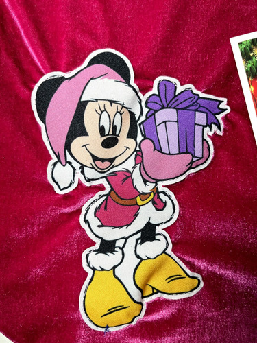 Decoração Meia Bota Natalina Natal Disney Rosa Minnie Mouse