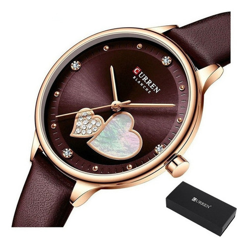 Reloj Elegante De Cuarzo Con Diamantes Curren 9077