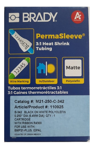 Cinta Brady 1/4 - M21-250-c-342 Poliolefina Termoencogible