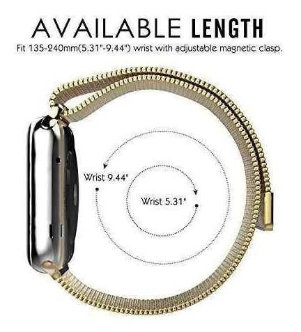 Imagem 4 de 4 de Pulseira Milanese Para Apple Watch 38/40mm -dourada