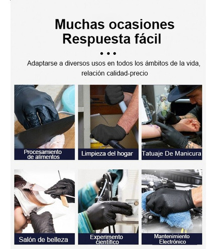 Imagen 7 de 8 de 100 Pcs De Guantes De Látex Desechables Para El Hogar Negro