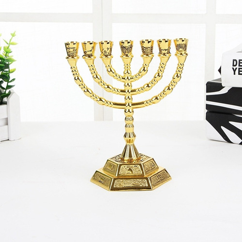 Candelabro De Candelabro Judío Con Forma De Menorá, 7 Ramas,