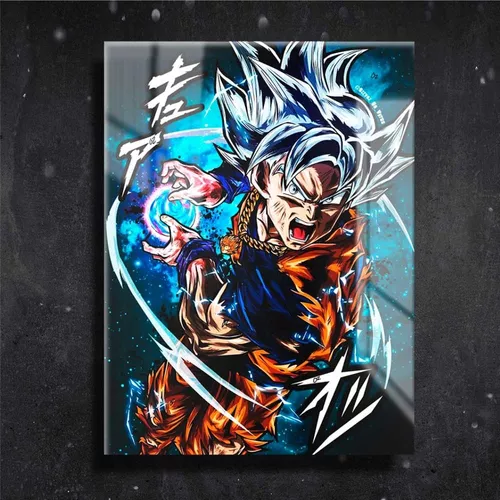 Quadro Metalizado goku SSJ Blue Art Dragon Ball super Placa Decorativa