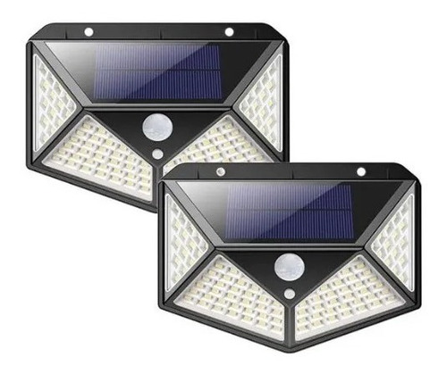 Pack 3 Foco Solar Led Exterior 100 Led Con Sensor De Mov.