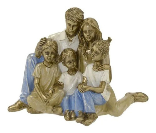 Escultura Estátua Família Casal E 3 Filhos Mabruk Cor Branco