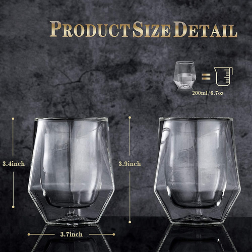Juego De 2 Vasos De Whisky Doble Pared Cristal 200 Ml