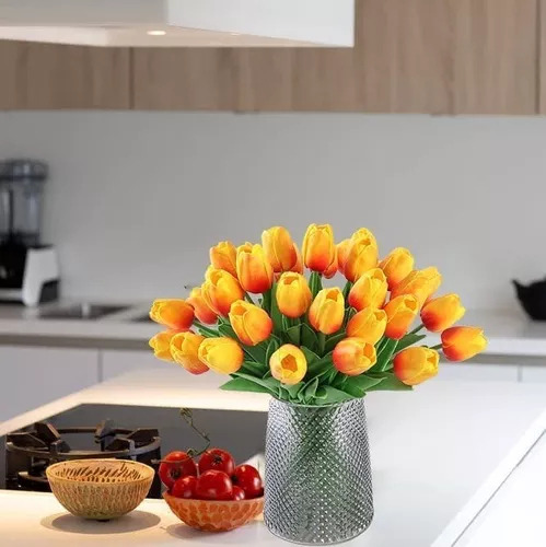 .. Flores De Tulipán Falsas Para El Hogar Y La Oficina, 20 U