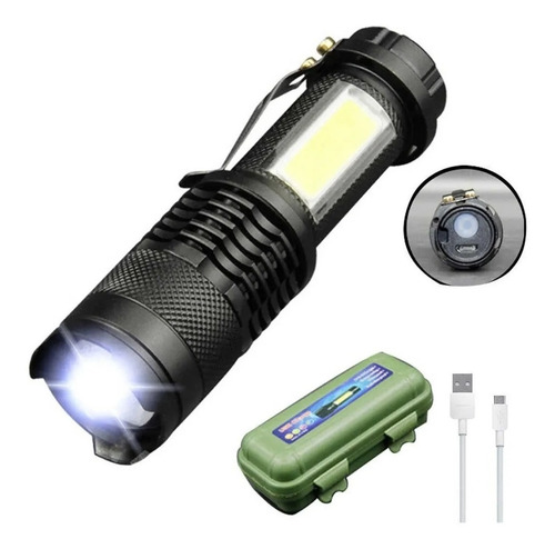 Linterna Recargable Por Usb Con Estuche Y Cable