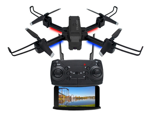 Drone Cuadricoptero 2 Camara Hd Wifi Transmite Vivo Telefono Color Negro