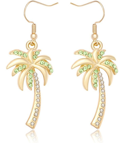 Manzhen Pendientes Colgantes De Palmera De Cristal De Playa,