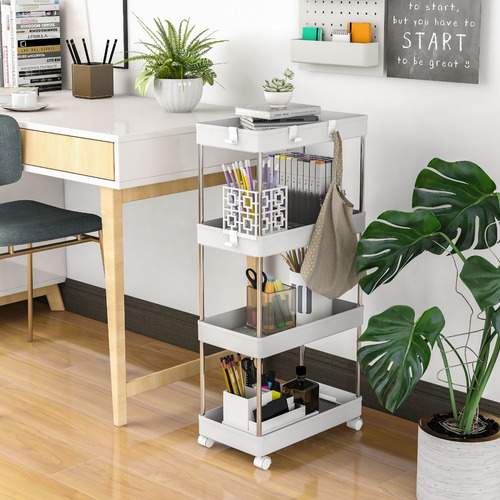 Mu:4life Organizador Carrito Estante: Cocina/baño 4 Niveles Color Blanco