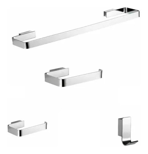 Juego De 4 Accesorios Para Baño Acero Inox Cromado Lujo