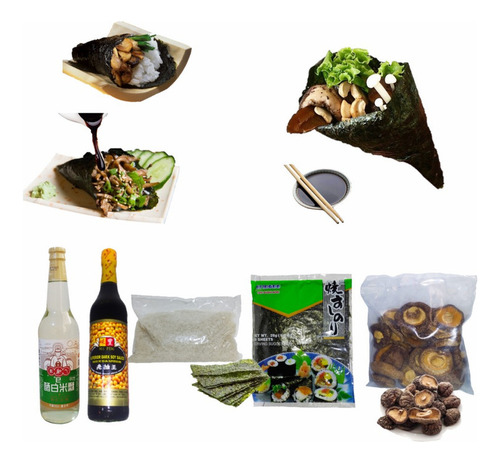Set Temaki Pro 5pza Hongos Shitake Soya Oscura Nori Arroz