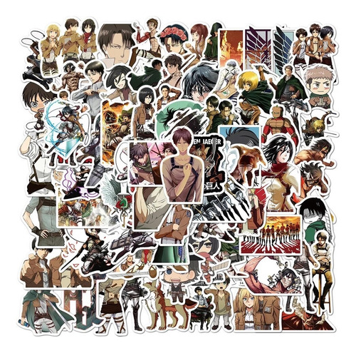 Set 100 Stickers Shingeki No Kyojin Anime Impermeables