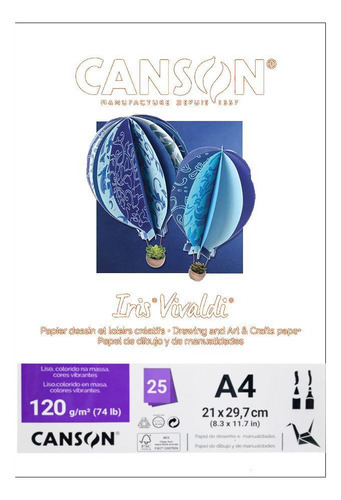 Papel Canson A4 Iris Vivaldi 120g 25fls Branco
