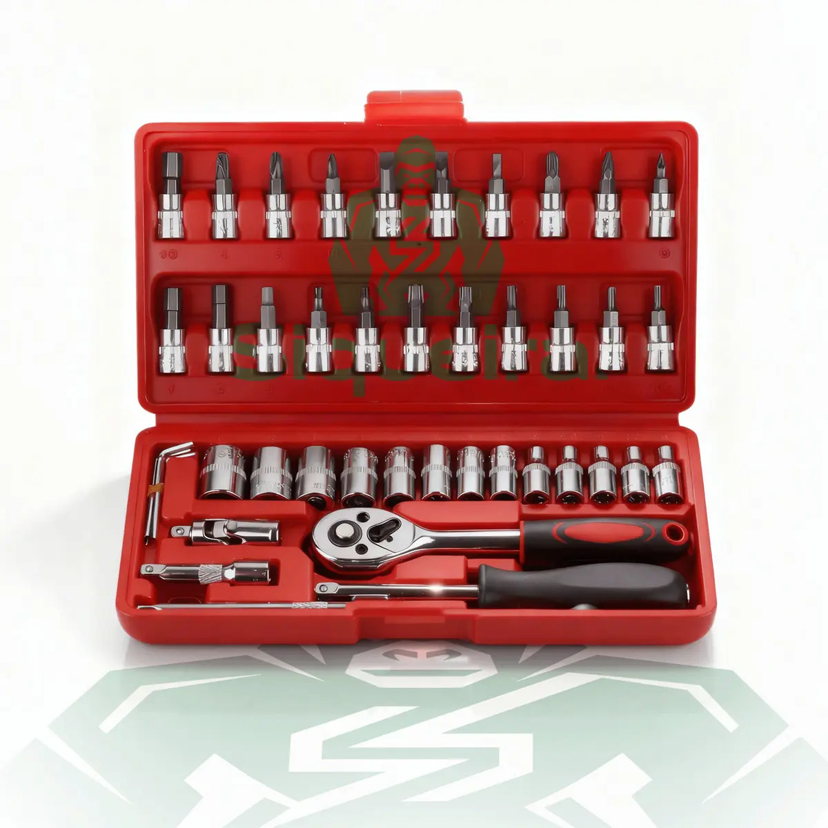 Jogo De Soquete S Siqueira Aço Crv 1/4 Catraca Chave Allen Fenda Philips Com Maleta Kit 46 Peças... 2