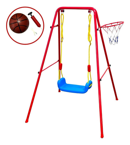 Balanço Playground Infantil Com Cesta De Basquete Até 40 Kg