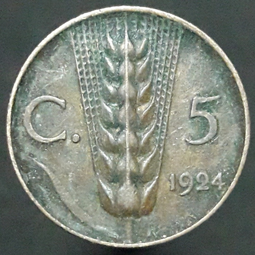 Moneda Italia 5 Centésimi 1924 