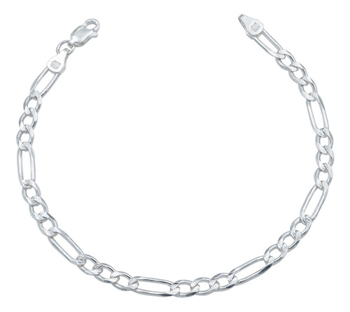 Esclava Pulsera Fígaro 3x1 Unisex Diamantada Plata 925 5 Mm Plateado 6 Cm 18 Cm 0