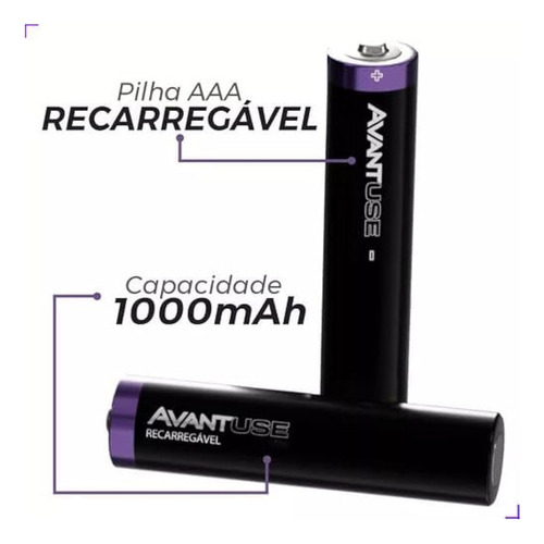 Cartela Pilha Recarregável 1000mah Aaa 4 Unidades Avant