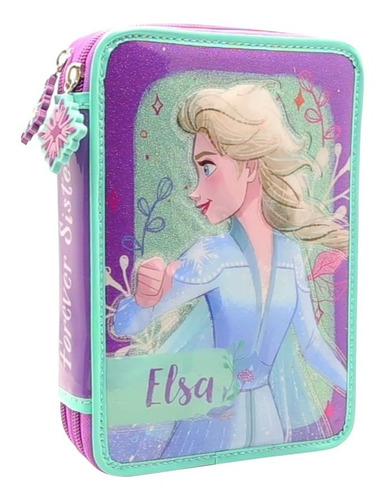 Cartuchera 2 Pisos Disney Frozen Pvc Con Utiles Lic Original