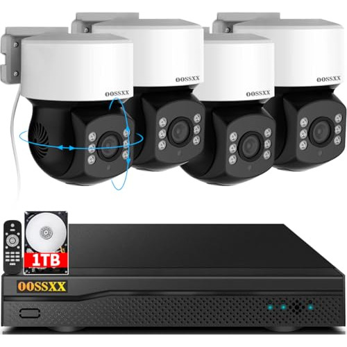 (360° Ptz Digital Zoom) Wired Security Camera System Outdoor