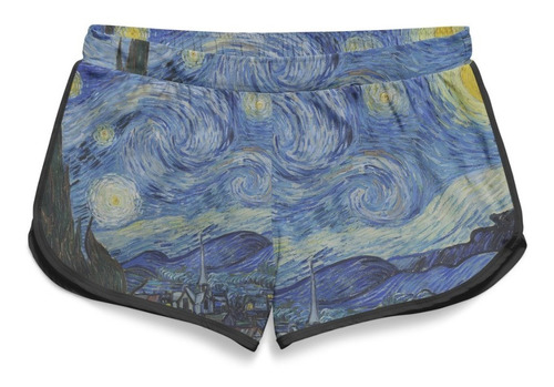 Shorts Feminina Van Gogh Noite Estrelada Arte Retro Cult