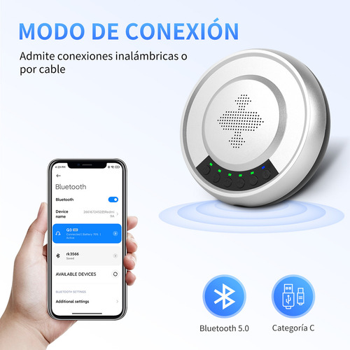 Xtuga Q3 Micrófono Inalámbrico De Conferencia Altavoz Bocina Color Plateado
