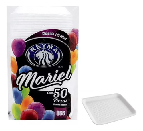 Plato Desechable Charola Térmica 066 Reyma 50 Pzas Blanco