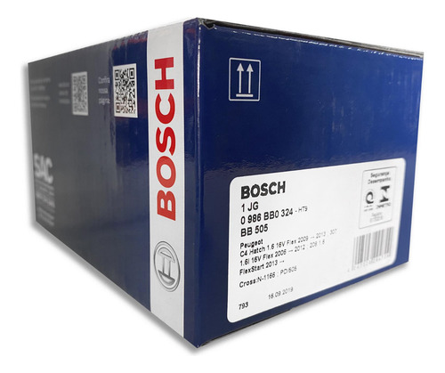 Jogo Pastilha Bosch Bb505 Peugeot 208 1.6 Flexstart 13/20