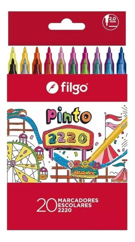 Marcador Filgo Pinto 2220 Caja  X 20 Colores Lavables