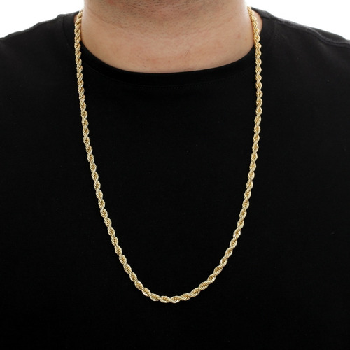 Imagem 3 de 3 de Corrente Masculina Cordão Baiano 6mm Banhada Fecho Bomba