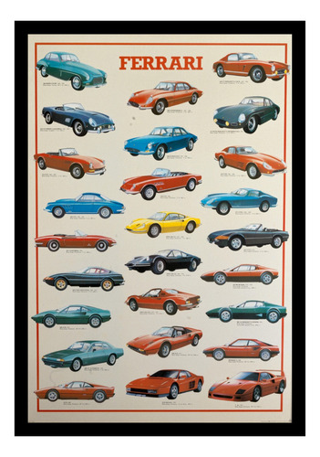 Ferrari Poster 1951 1988 Cuadro Enmarcado 45x30cm