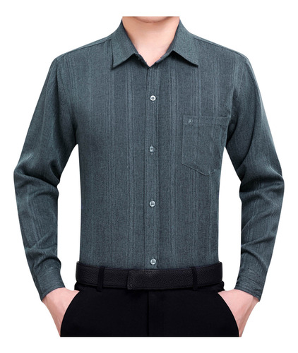 Camisa Casual Con Cuello Abatible Y Bolsillo Con Botones Par