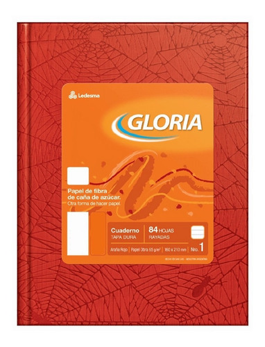 Cuaderno Tapa Dura Gloria N1 84 Hojas Rayadas Rojo X 10 Unid Color Rojo