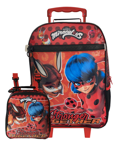 Kit Escolar Miraculous Ladybug Mochila De Rodas E Lancheira