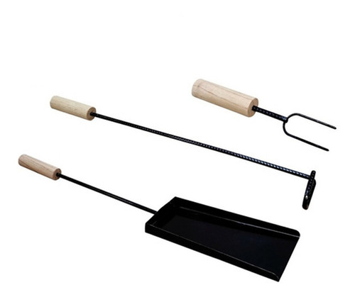 Set X3 Accesorios Para El Asador Palita Atizador Tenedor