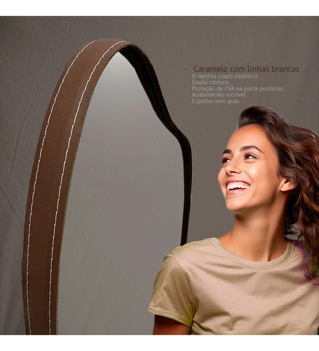 Espelho Orgânico Corpo Inteiro 170x70 Couro Led Frontal 220v
