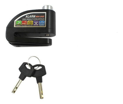 Imagen 2 de 6 de Candado Disco Freno Tranca Con Alarma Moto Bicicleta Negro