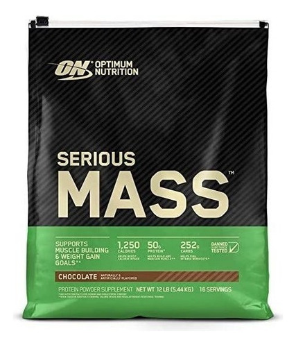 Suplemento En Polvo Optimum Nutrition  Serious Mass Carbohidratos Sabor Chocolate En Bolsa De 5.44kg