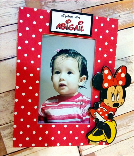 20 Portaretratos Minnie Mouse Con Vidrio Foto 6x9cm Fibrofac